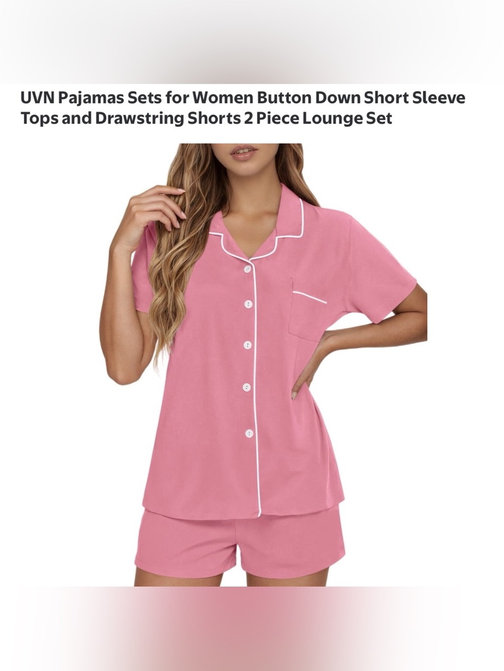 6/$20 UVN  Pajama Set Button Down Short Sleeve & Drawstring Short M NWOT